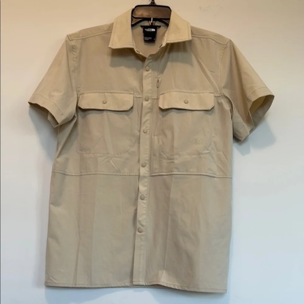 The North Face Tan Casual Button Down Shirt with Structured Design